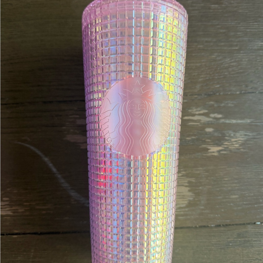 Starbucks Iridescent Pink Holographic Grid Tumbler